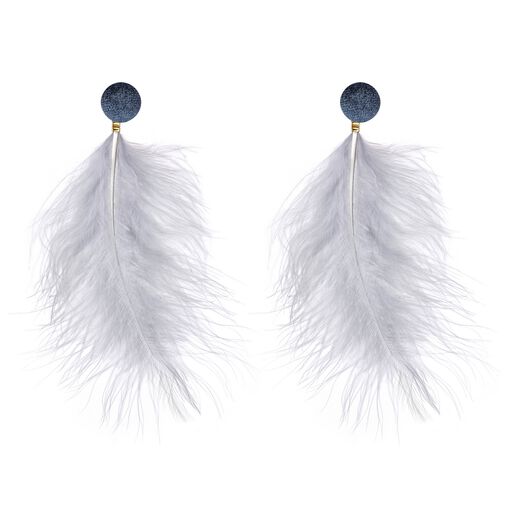 Grey feather earrings